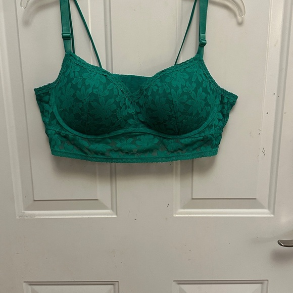 PINK Victoria's Secret Other - Victoria’s Secret PINK Lace bralette Push up Padded Underwire bra Green  Size XL